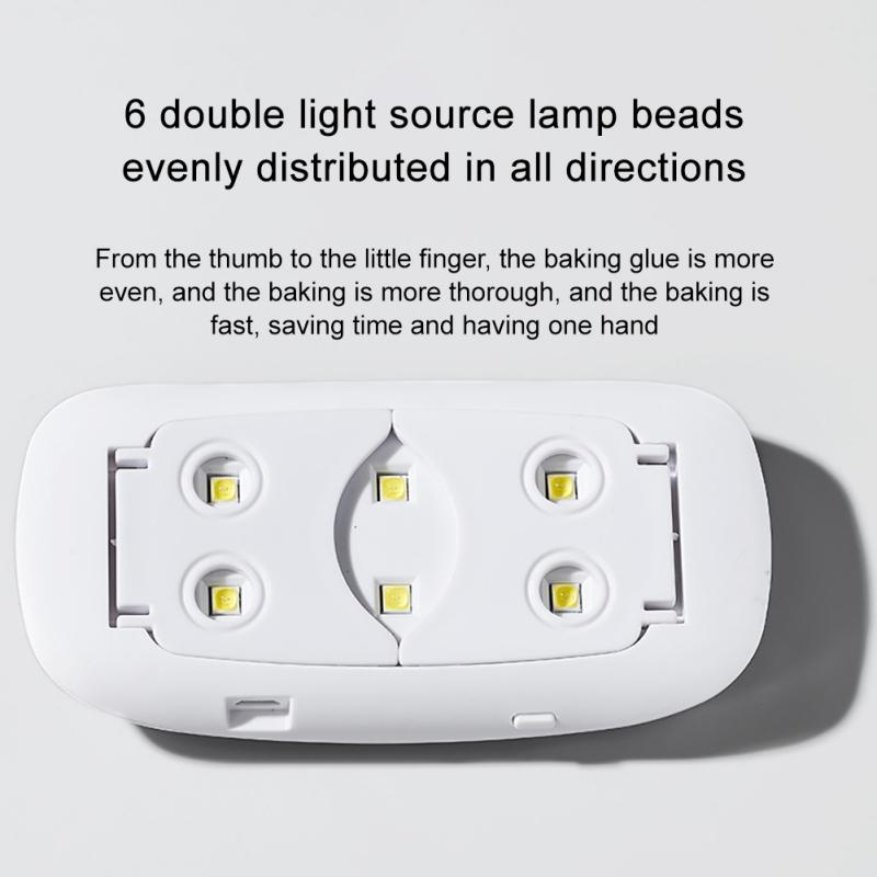 Мини-лампа для сушки ногтей, 6 Вт светодиодная УФ-портативная лампа для сушки ногтей для отверждения гелевого лака с питанием от USB с настройкой таймера 45 s/60 s