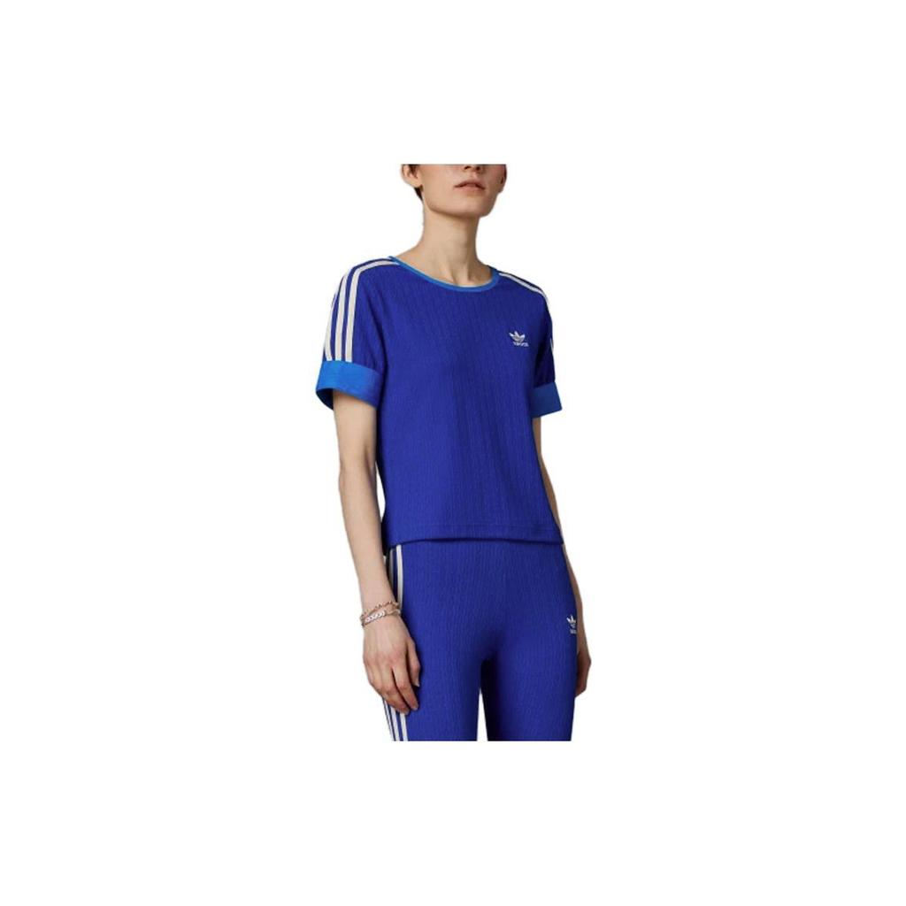adidas Оригинальная футболка Adicolor 70s Retro Series с вышитым логотипом и коротким рукавом, женские топы, синий IK7846