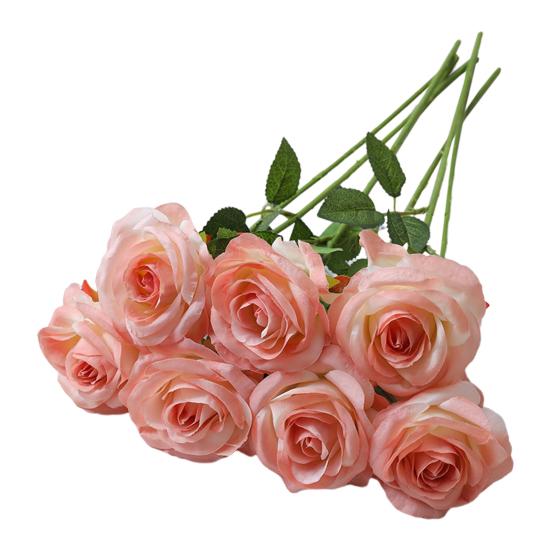 12 шт. искусственных розовых цветов, реалистичные, яркие, невыцветающие, искусственные розы, букет, свадебные украшения
