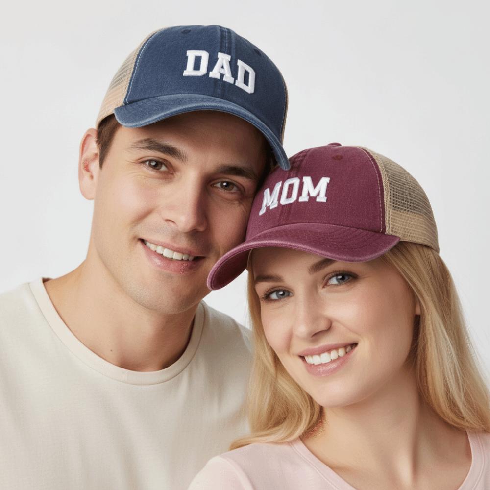 Visors DAD MOM Baseball Hats Mesh Net Sunscreen Hats Washed Distressed Faded Cap for Man Women