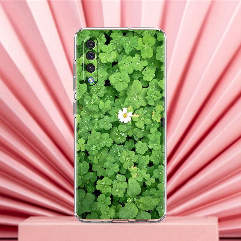 Чехол для телефона Samsung A56 A36 A26 A24 A16 A14 A12 A32 A50 A70 A20E A22 A40 A34 A54 A42 A52 5G A04s A06 Чехол Милая Счастливой Травой