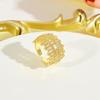 CMM Exquisite Ethnic Hollow Golden Zircon Geometric Opening Adjustable Ring Banquet Party Wedding Women's Fashion Jewelry Accessories