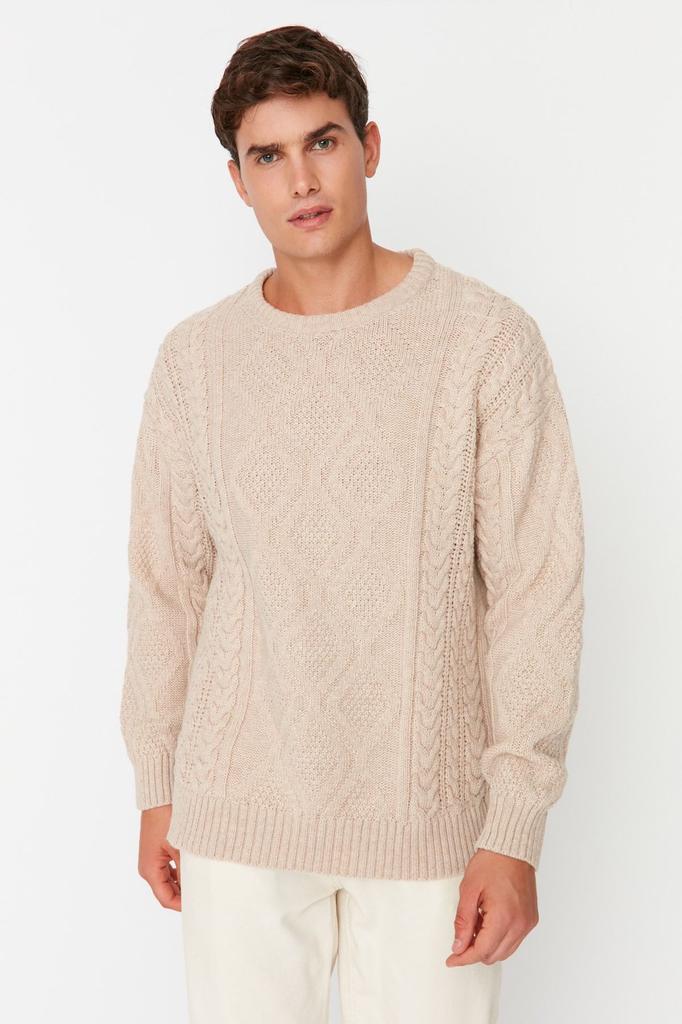 Мужской модный стильный свитер унисекс с камнями большого размера, широкий крой с круглым вырезом, плетеный трикотаж с волосами