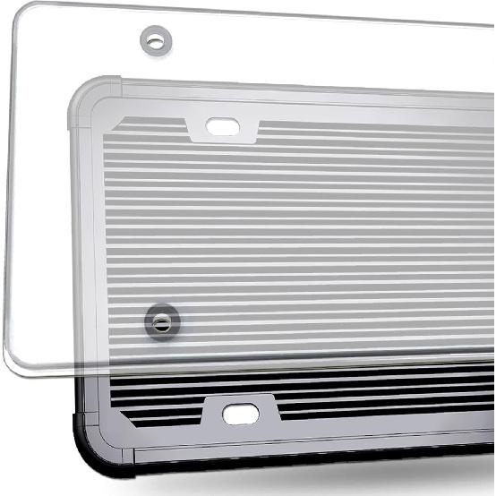 Silicone License Plate Frame With Cover Combo- Flat Clear License Plate Shield And Rustproof Black Car Tag Holder, 1 Set Unbreakable Transparent