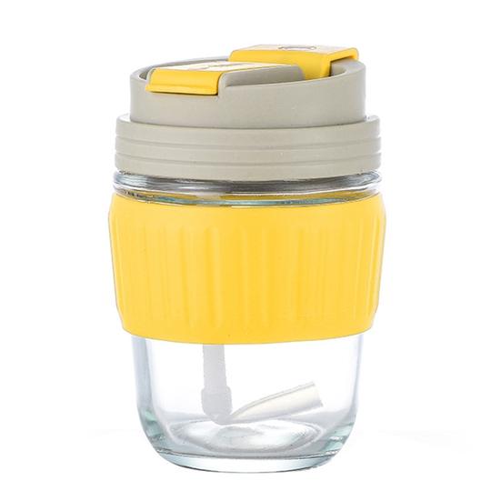 Дорожная кружка Yousheng, 350 мл, противоожоговое уплотнительное силиконовое кольцо, термостойкая, нескользящая, герметичная крышка, портативный стеклянный стакан для питья воды
