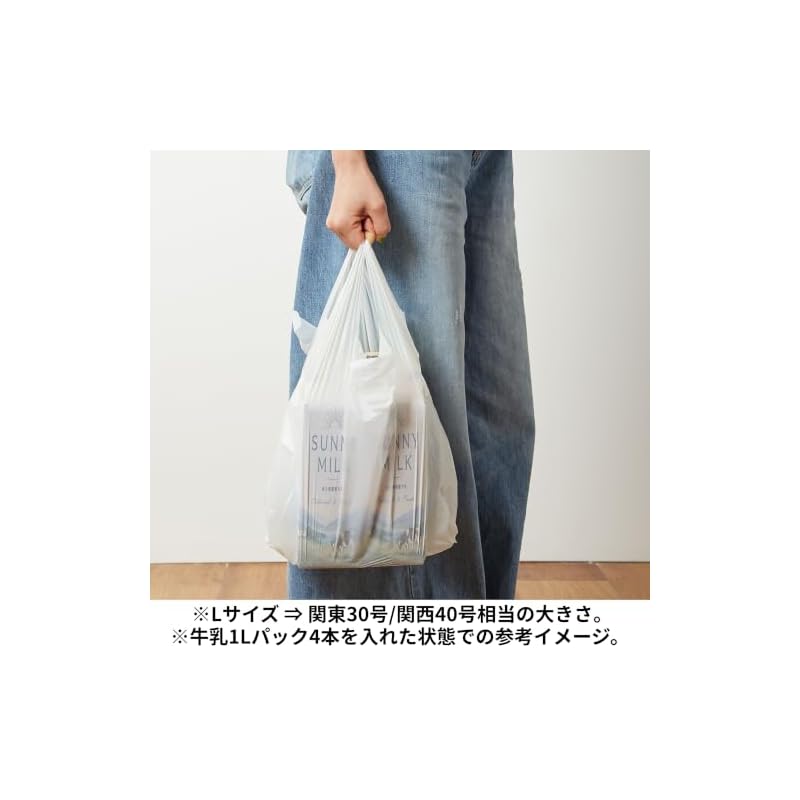 Nihon Giken Kogyo Пластиковые пакеты для покупок, Полупрозрачные белые, Большой размер, 100 штук, для мусора, продуктов, товаров первой необходимости, В наличии, Для коммерческого использования