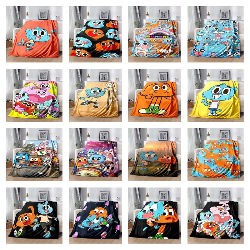 The Amazing World of Gumball Print Flannel Throw Blanket Soft Warm Cartoon Bed Sofa Cover for Kids Bedroom Home Decor Gift