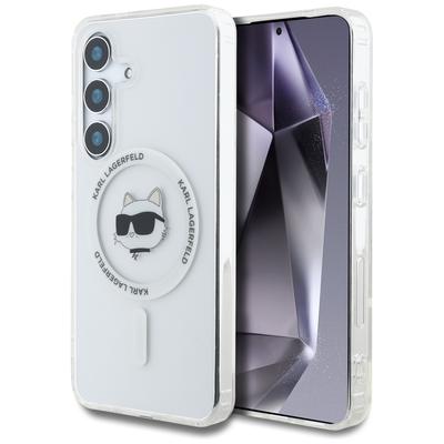 Чехол Karl Lagerfeld Button Choupette Логотип с принтом головы Magsafe Для Samsung Galaxy S25+ Белый