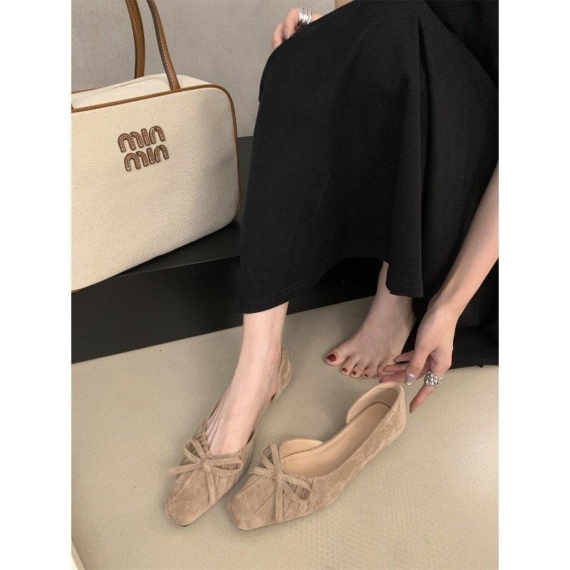 Mary Jane Shoes Spring and Autumn 2025 New Bow One-foot Slip Granny Shoes Single Shoes Women's French Retro Beanie Shoes