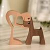 Folulus Wood Sculpture Table Ornaments Carved Wood Decor Pet Memorial For Puppies