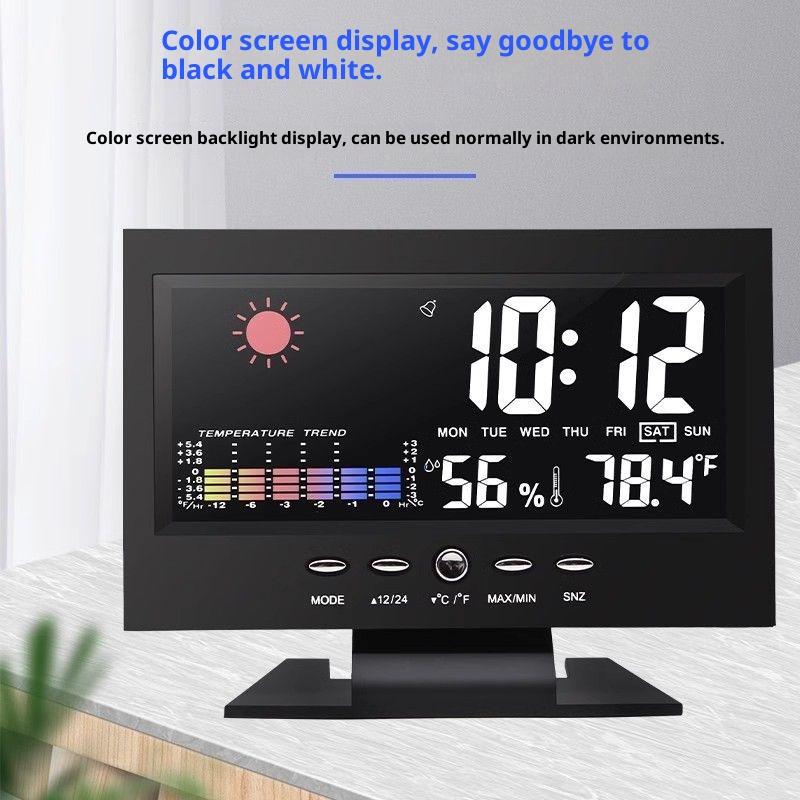 Multi-Functional Weather Station Clock Thermometer Hygrometer Calendar Digital Lcd Display Temperature And Humidity Meter
