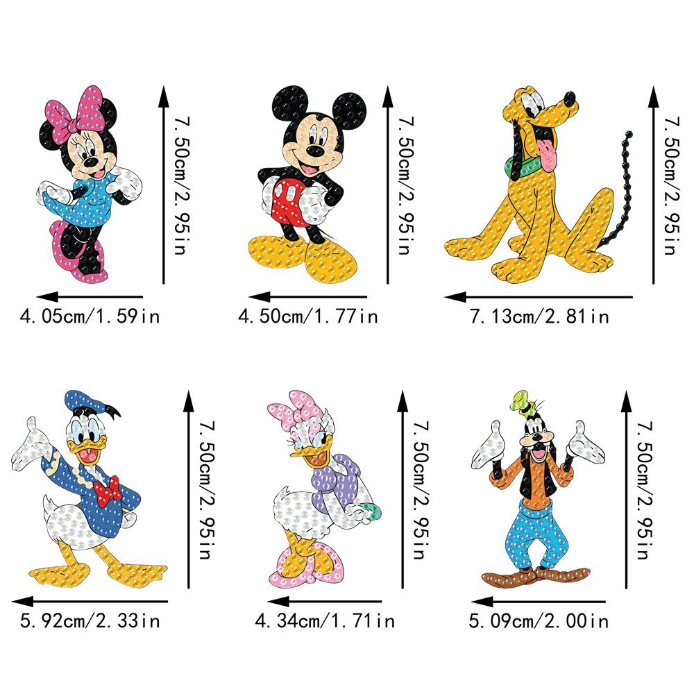 6Pcs Cartoon Characters Series Diamond Art Fridge Magnet Diamond Painting Refrigerator Magnet DIY Fridge Stickers for Fridge Whiteboards