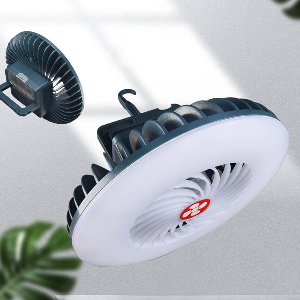 Портативный вентилятор для кемпинга со складным штативом, светодиодный фонарь, мини-настольный вентилятор, перезаряжаемый через USB, 2400 мАч