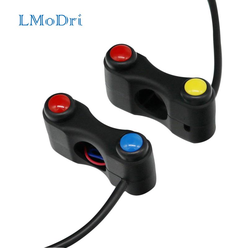 LMoDri Motorcycle Switch Electric Bicycle Scooter 7/8" 22mm Handlebar Switches Headlight Fog Lamp Horn ON OFF Start 2 Button