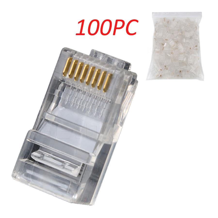 100 шт. RJ45 RJ-45 CAT5 модульный сетевой разъем Ethernet сетевой кабель Crystal Heads 8P8C адаптер лот