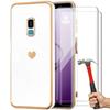 TPU Case - Samsung - Galaxy S9 Plus - White - Heart Pattern - 2 Tempered Glasses