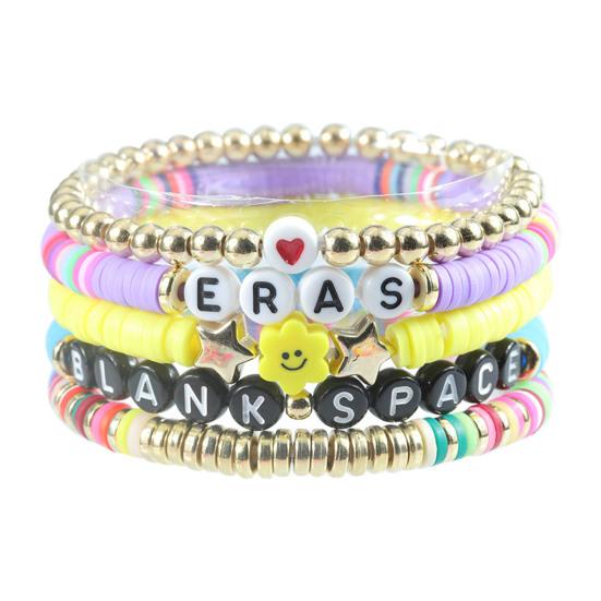 5 шт./компл. эластичный браслет с надписью «Singer Lover» из полимерной глины, браслет с бусинами, летний пляжный богемный многослойный браслет дружбы