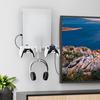 1 Set Game Console Bracket Shelf with Headphone Hanger Wall Mount Easy Installation Multifunctional Game Controller Holder for PS5