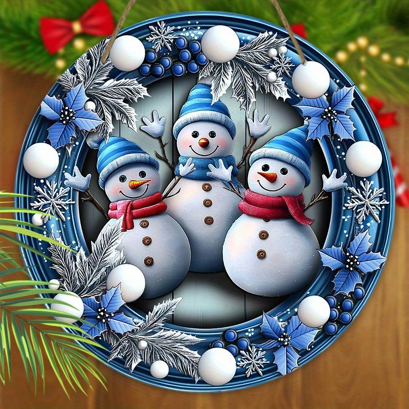 Очаровательная деревянная рождественская табличка «Снеговик», милая круглая табличка «Зимняя сказка» для декора на входную дверь или стену, идеальное рождественское украшение