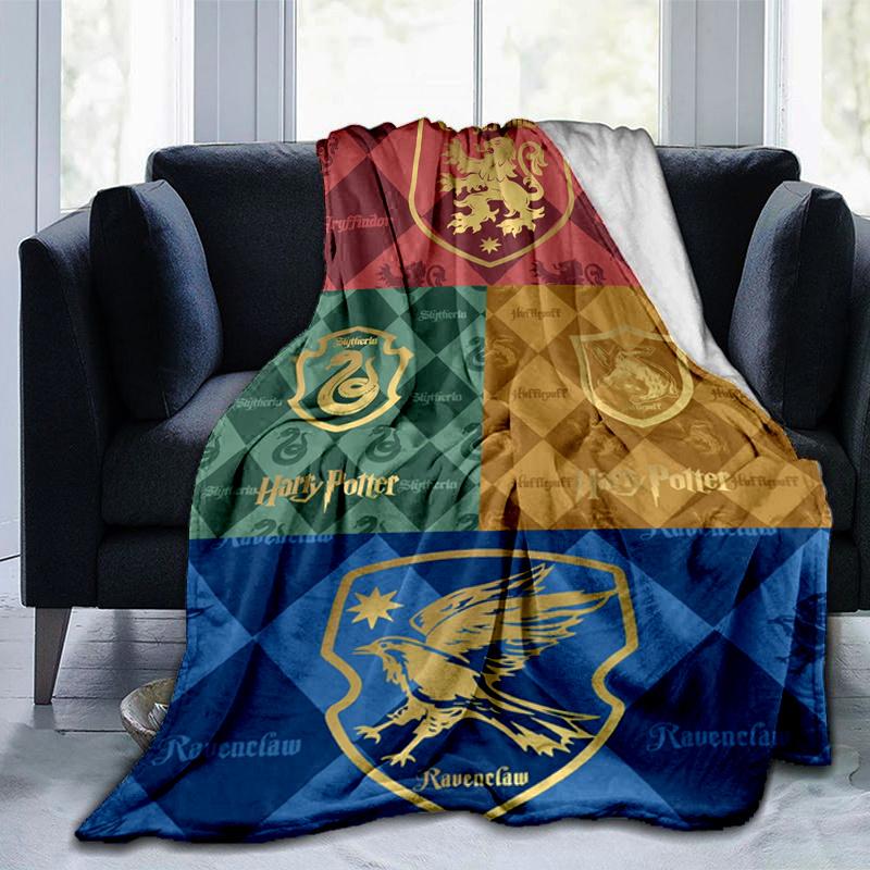 Harry Potter House Crests Fabric Panel Set of 4 PanelsPrint Blanket, Soft Blanket For Sofa Office Bed And Travelling Daughter Birthday Gift