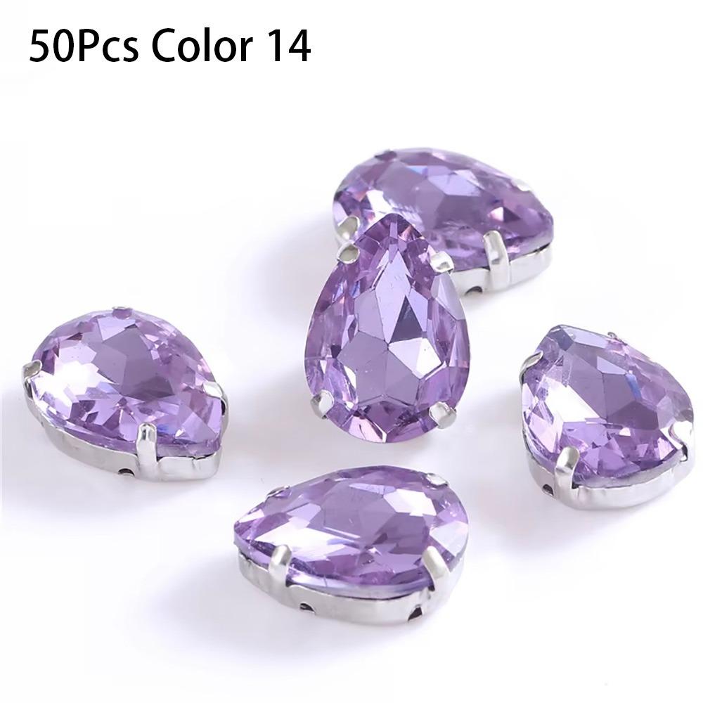 50Pcs/Pack Teardrop Shape Glitter Sewing Rhinestones Diamond Beads Ornament For Needlework