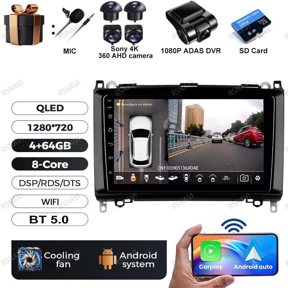 Car Radio Android 16 For Mercedes Benz B200 Sprinter W906 W639 A B Class W169 W245 Viano Vito Viedo Player Multimedia 4G LTE GPS
