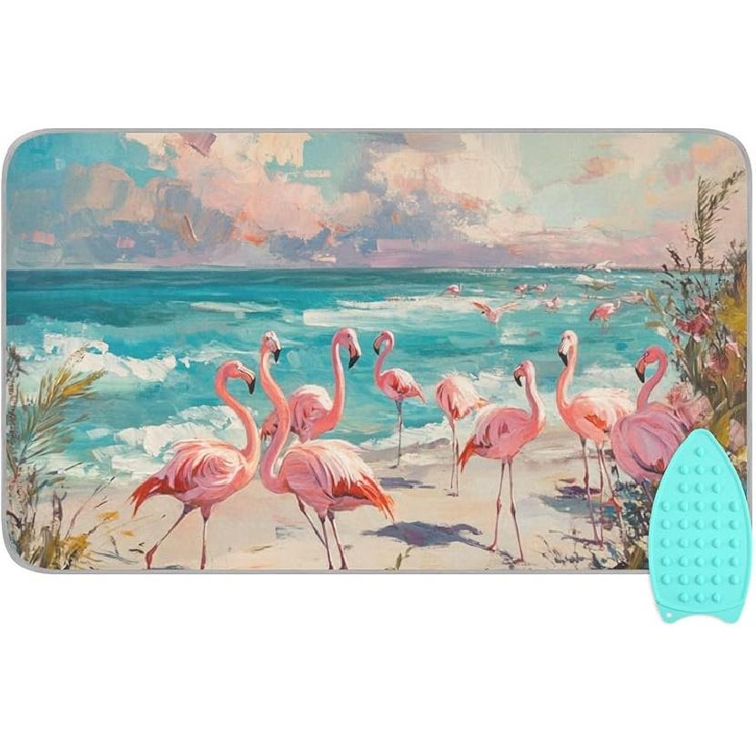 Коврик для глажки для стола Портативное дорожное одеяло для глажки Чехлы для гладильной доски Коврик для прессования Подушки для термопресса 27,6x47,2 дюйма Серые цветы