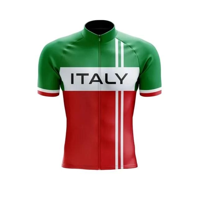 Men's Italian Cycling Jersey Set - Breathable Quick-Dry Polyester Lycra, Short Sleeve Bike Shirt and Black-Blue Padded Shorts, Anti-Pilling
