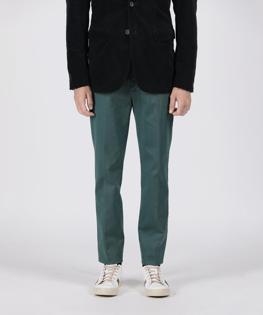 PANICALE Green Slim Fit Dyed Cotton Pants