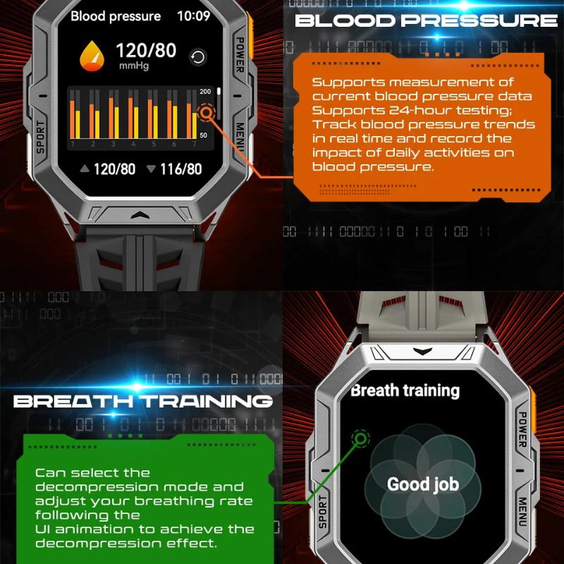 Новые умные часы 2025 года с аккумулятором 1000 мАч, 2,13-дюймовым AMOLED-экраном, мужские часы с компасом, водонепроницаемостью 1 АТМ, Bluetooth-звонками, спортивные умные часы
