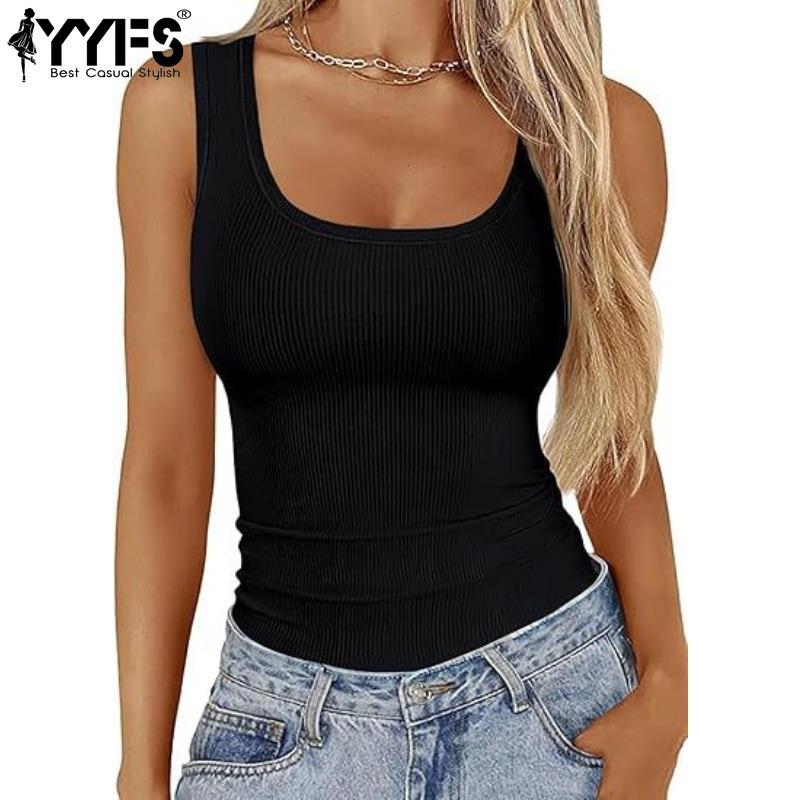 YYFS Женская мода повседневная летняя весна однотонные принтованные безрукавки с U-образным вырезом блузки и рубашки