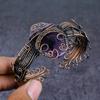 Sage Amethyst Gemstone Handmade Copper Wire Wrap Cuff Bangle Adjustable F8a22