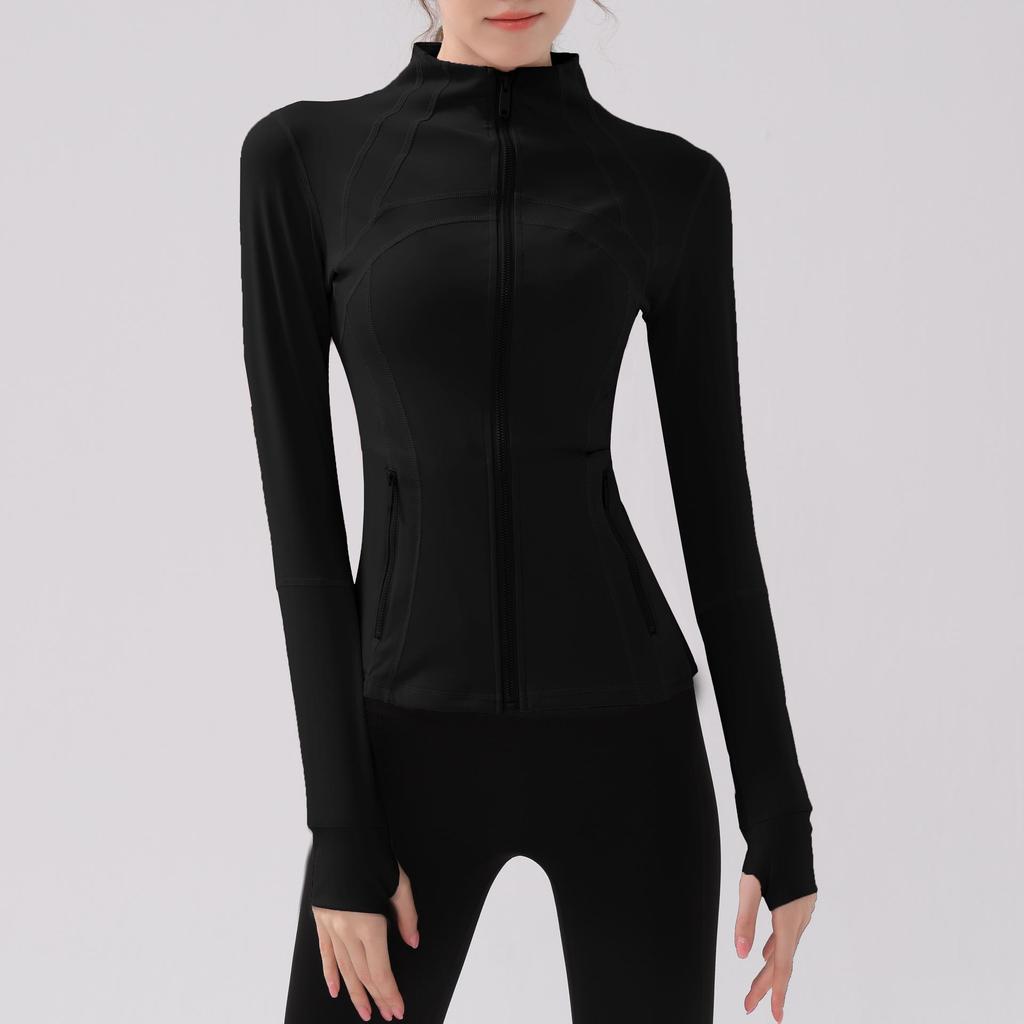 Autumn/Winter Slim Fit Nude Yoga Jacket: Long-Sleeve, Stand-Up Collar, Quick-Dry, Casual Sports Running Top