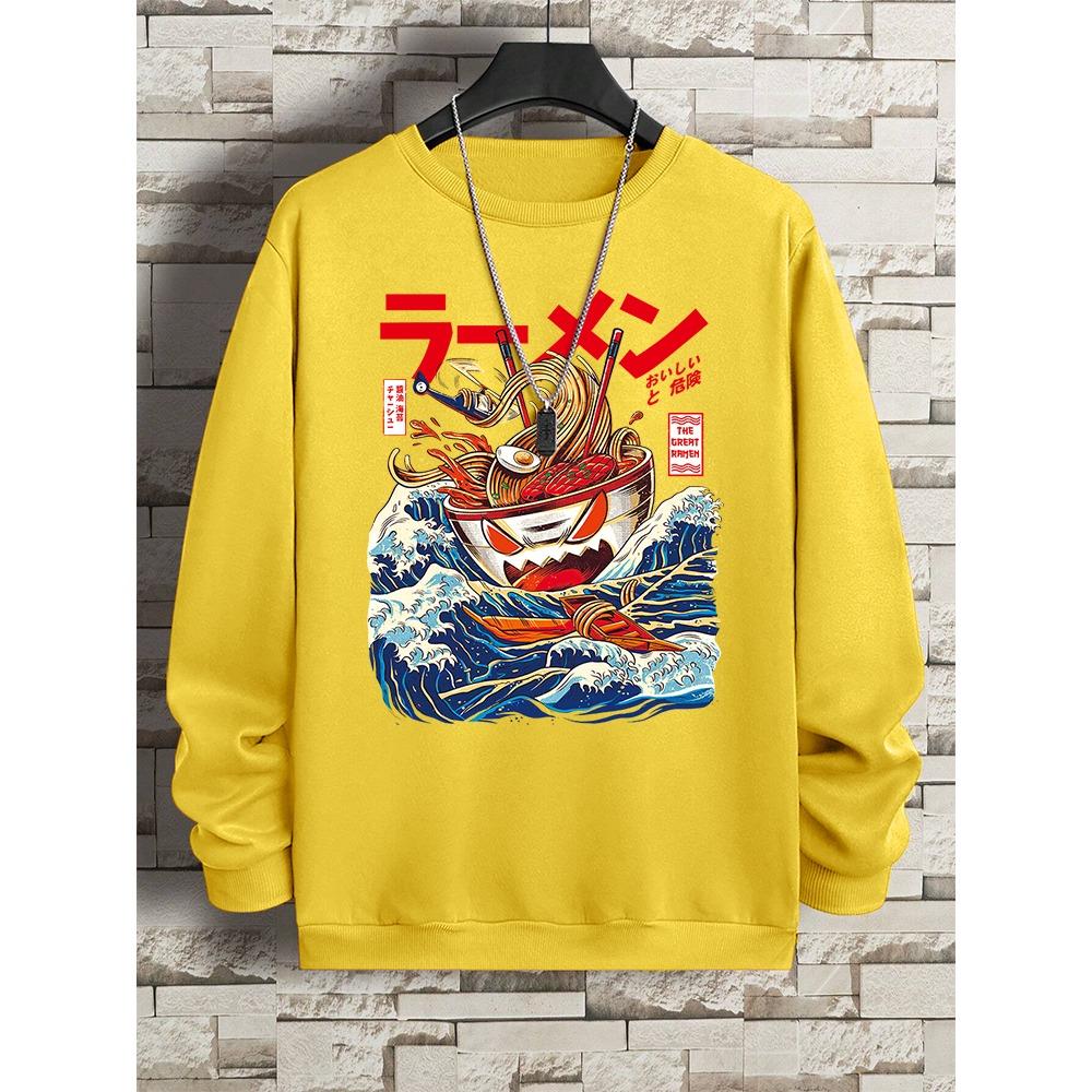 Harajuku Comics Sea Sushi Noodles Hoody Men Oversize Fashion Casual Fleece Pullover Clothing