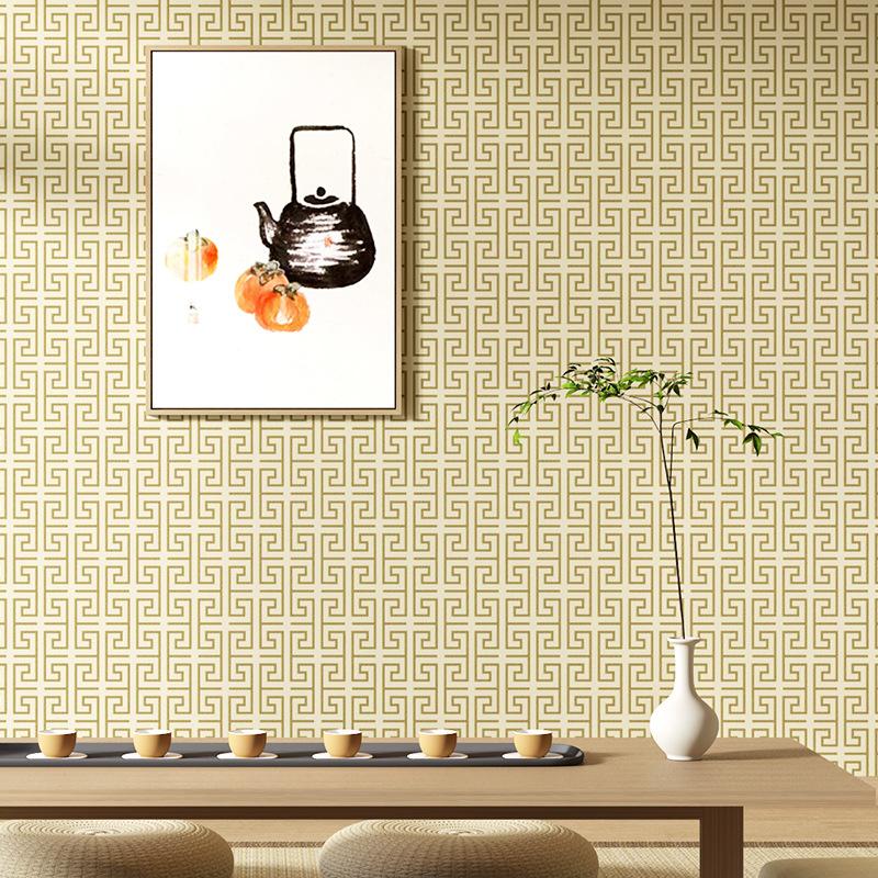 Modern Geometric Lattice Non-woven Fabric Wallpaper Living Room Bedroom Background Chinese Retro Style Classical Zen Wallpaper