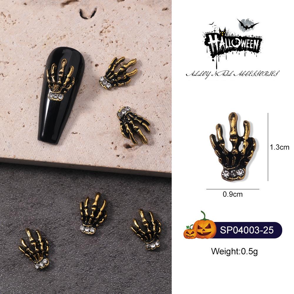 1 шт., тыква, череп, летучая мышь, детали для дизайна ногтей, ретро-панк-стиль, подвески для ногтей из сплава, металлические украшения для ногтей «сделай сам», аксессуары