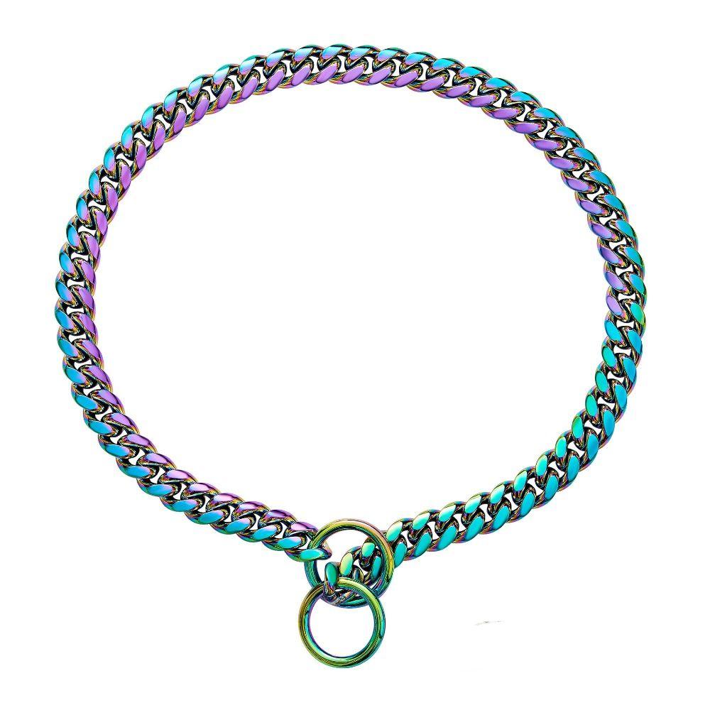 Stout Metallic Encryption Dog Ring Golden Chain Cuban Chain Dog Collar Pet Dog Necklace