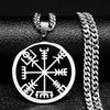 Viking Compass Norse Runes Amulet Necklace Men Pendant Trident Helm of Awe Vegvisir Scandinavian Necklace Jewelry Gifts