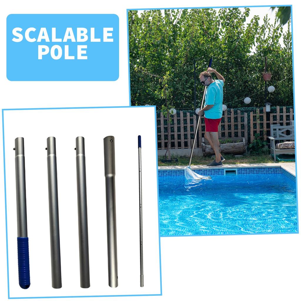 Усиленная сетка для чистки бассейна, шест, отверстие 0,276 дюйма, совместима с различными насадками для чистящих сеток, материал из алюминиевого сплава, защита