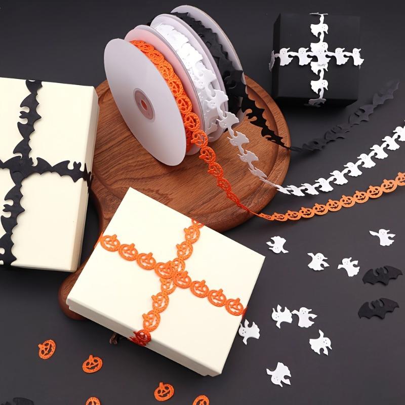 10 Yards Halloween Lace Ribbon Set ,Pumpkin Bat Ghost Pattern | Craft Trim for Gift Wrapping and Party Decorations webbing strap