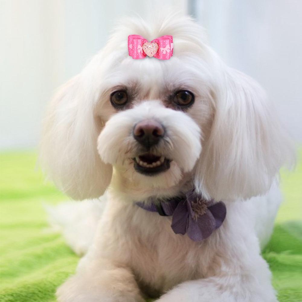 15Pcs Gradient Tone Pet Bow Hair Bows Heart Shaped Gradient Ribbon Bow Pet Grooming Styling