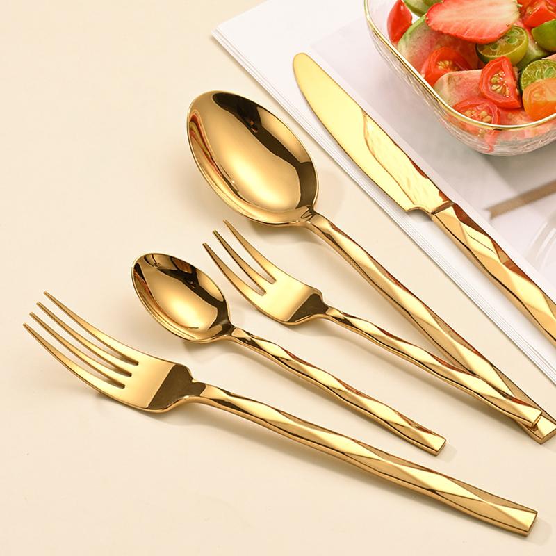 304 Stainless Steel Tableware Set Diamond-shaped Thickening Western Restaurant Upscale Knife, Fork and Spoon Set