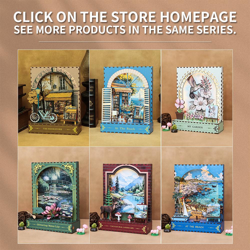 OCHOICE Drop Shipping MOQ=1 Themed Book Nook Kit Mountain Forest Deer LED Miniature DIY Craft for Adults 3D Wooden Puzzle