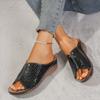 Fashion Ladies Shoes 2024 Hot Sale Open Toe Women's Slippers Summer Rome Solid Outdoor Casual Beach Wedge Heel Large Size Slippers