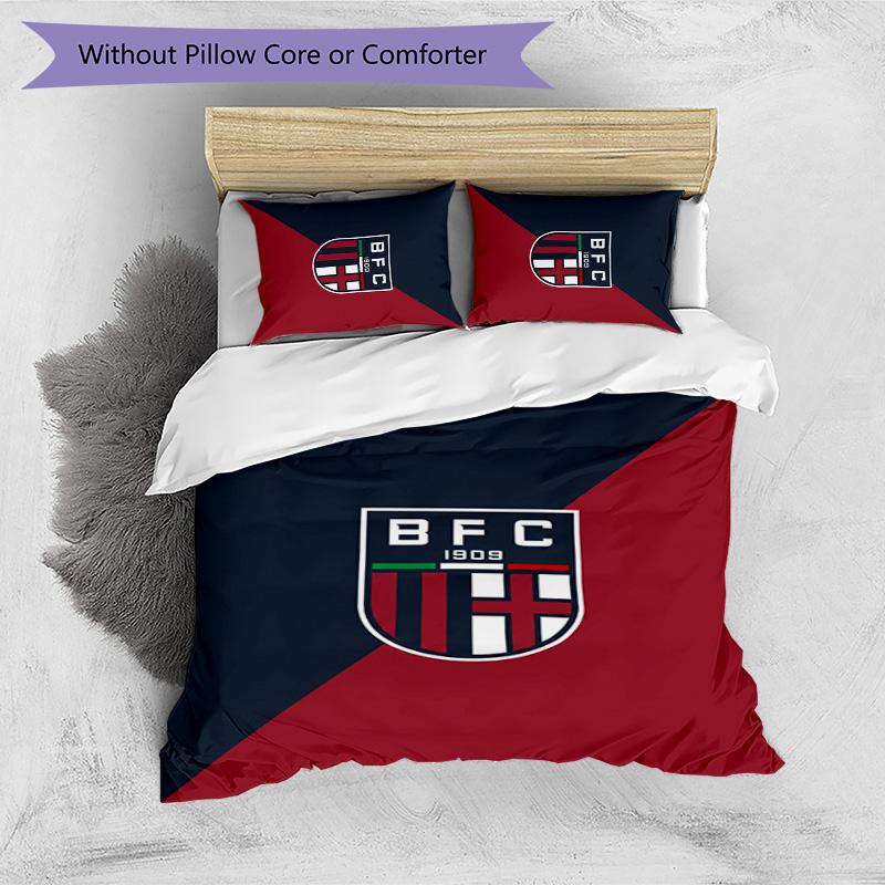 Bologna FC Printed 3PCS Bedding Set Breathable Duvet Cover with Pillowcases Decorative Bed Linen for Bedroom Home