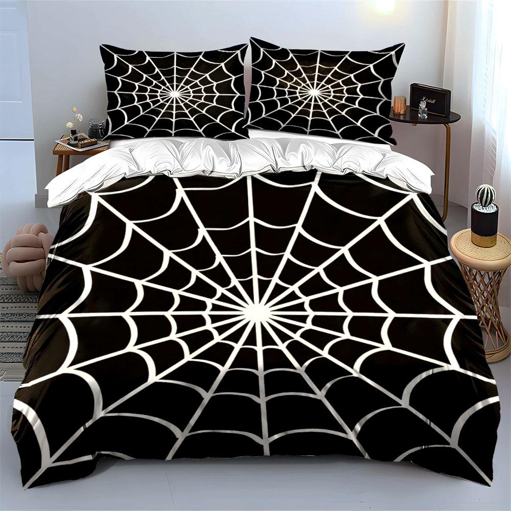 White spider web pattern. Bedding sets Duvet cover sets Duvet covers Pillowcases(1 * Duvet Cover 2 * Pillowcases without duvet insert)