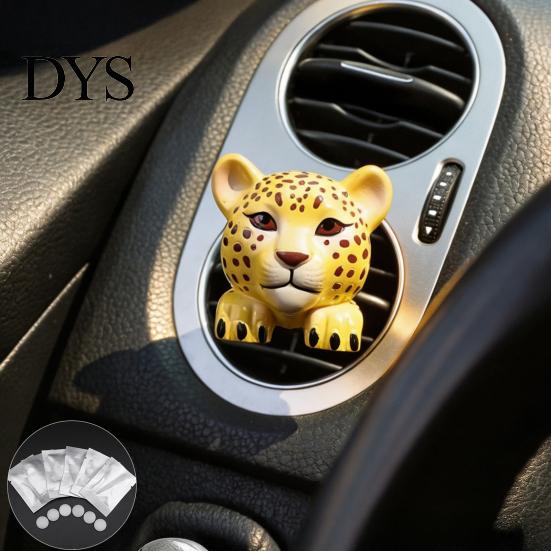 Harz Auto Innenraum Dekoration Niedliches Tier Lüftungsklemme Lufterfrischer mit Aroma-Pad, Löwen Geschenk für Besitzer Leopard Hirsch Eule Armaturenbrett Ornament,