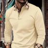 Деловой зрелый повседневный гольф модный мужской топ ретро контрастный длинный рукав поло футболка с пуговицами лацкан модный тонкий воротник толстовка
