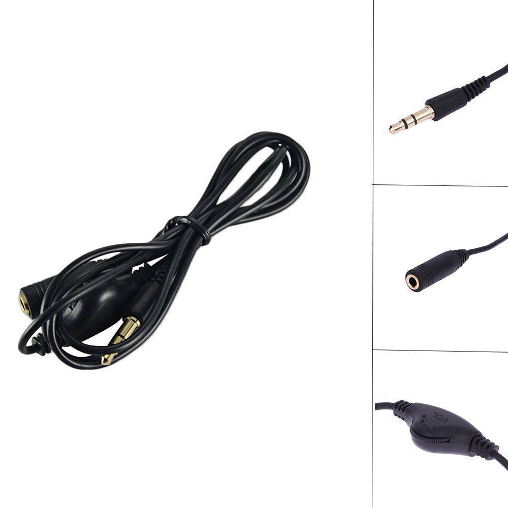 Line Volume Control Cable Stereo Audio Adaptor Headphone Extension Cord Cable Earphone Accessories