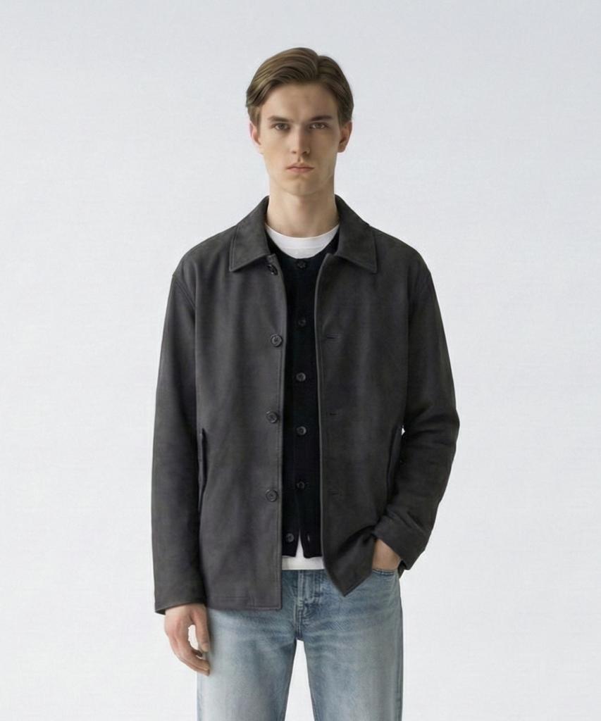 Pinblack (Men) Classic Italian Nubuck Denver Jacket